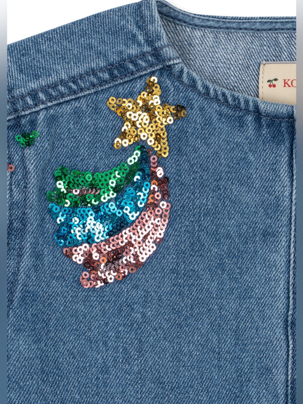🆕 Konges Slojd magot sequin denim jacket - Rainbow Star - size 2Y - Picture 5 of 6
